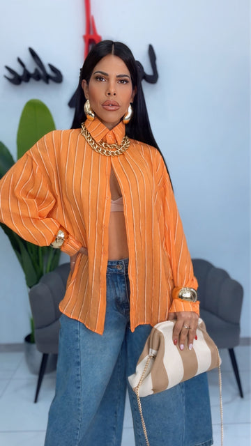 Camicia Velata Riga Arancio