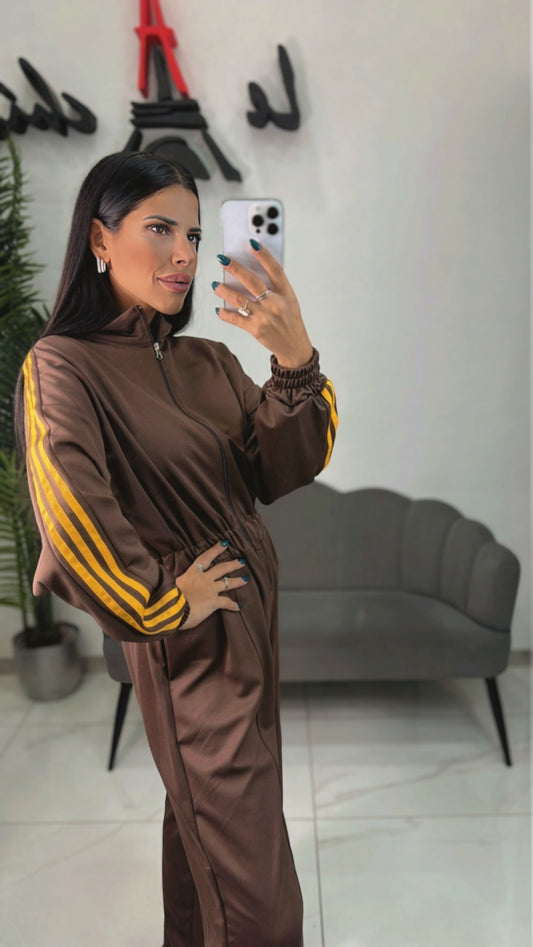 Tuta Intera Marrone con Bande
