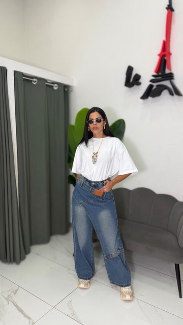 Jeans Palazzo Asimmetrico