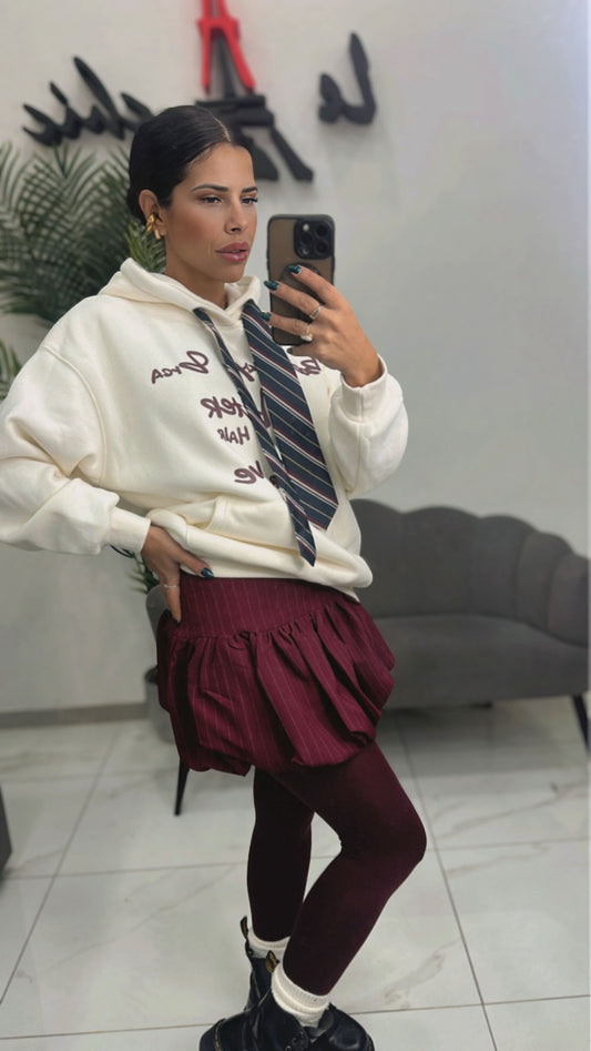 Gonna Gessata Palloncino Bordeaux