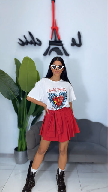 Gonna Pantaloncino con Cintura Camicia - Rossa