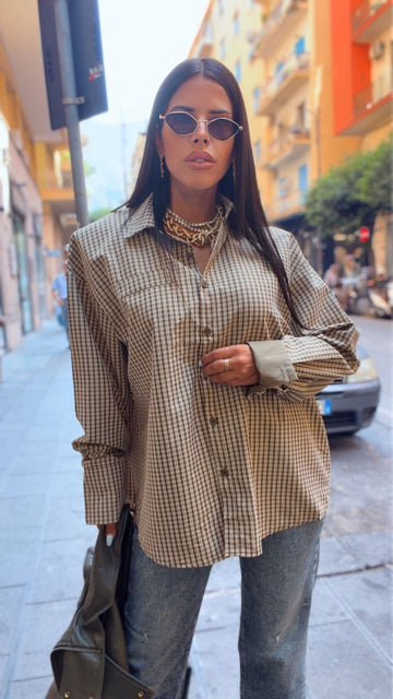 Camicia Over Ceck - Verde militare
