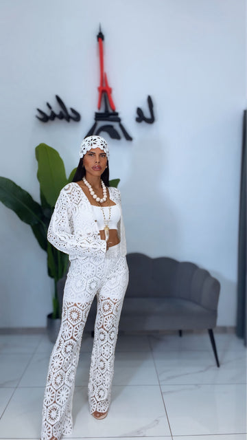 Pantalone Crochet Boho - Bianco