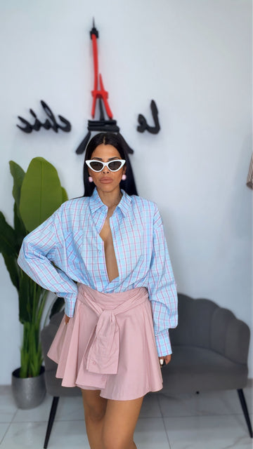 Gonna Pantaloncino con Cintura Camicia - Rosa
