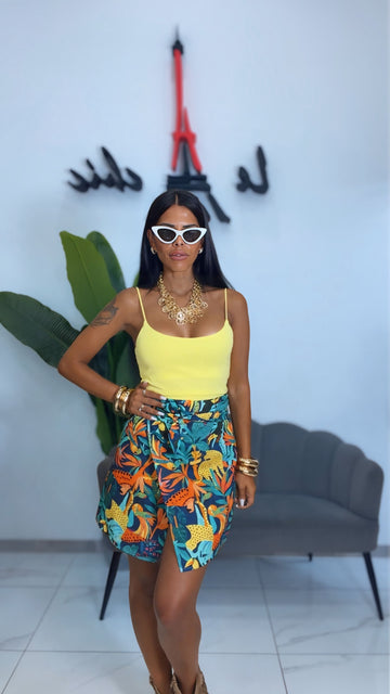Top Basic con Bretelle Sottili - Giallo