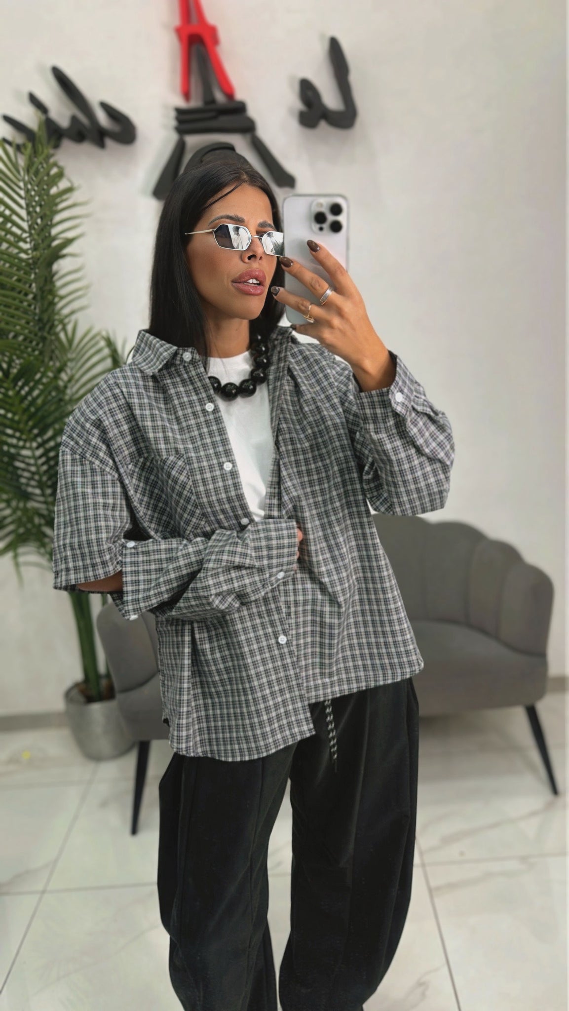 Camicia Quadri Bianco/Nero