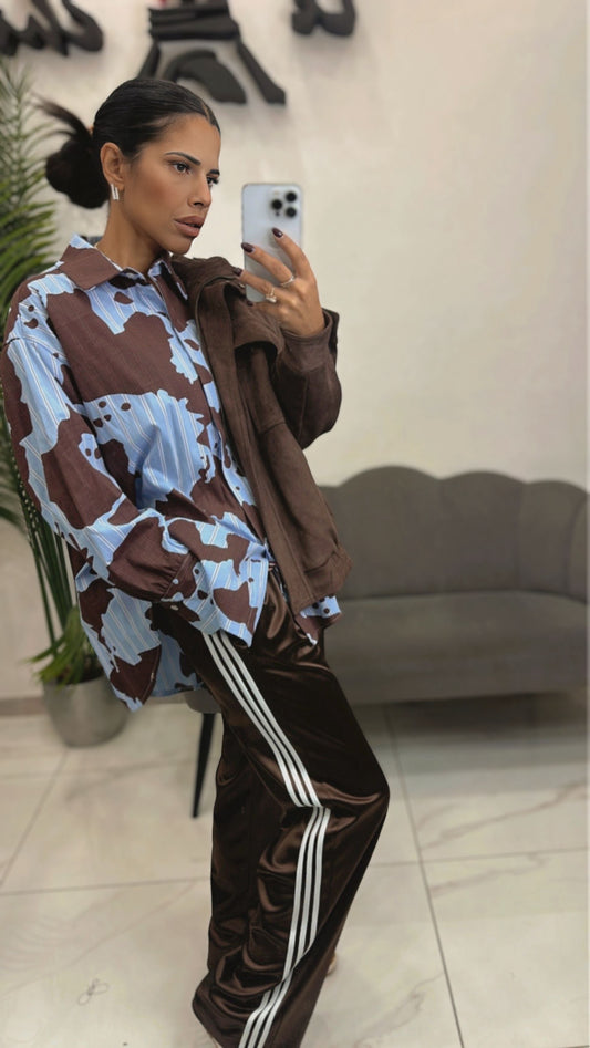 Pantalone Tuta Raso Marrone