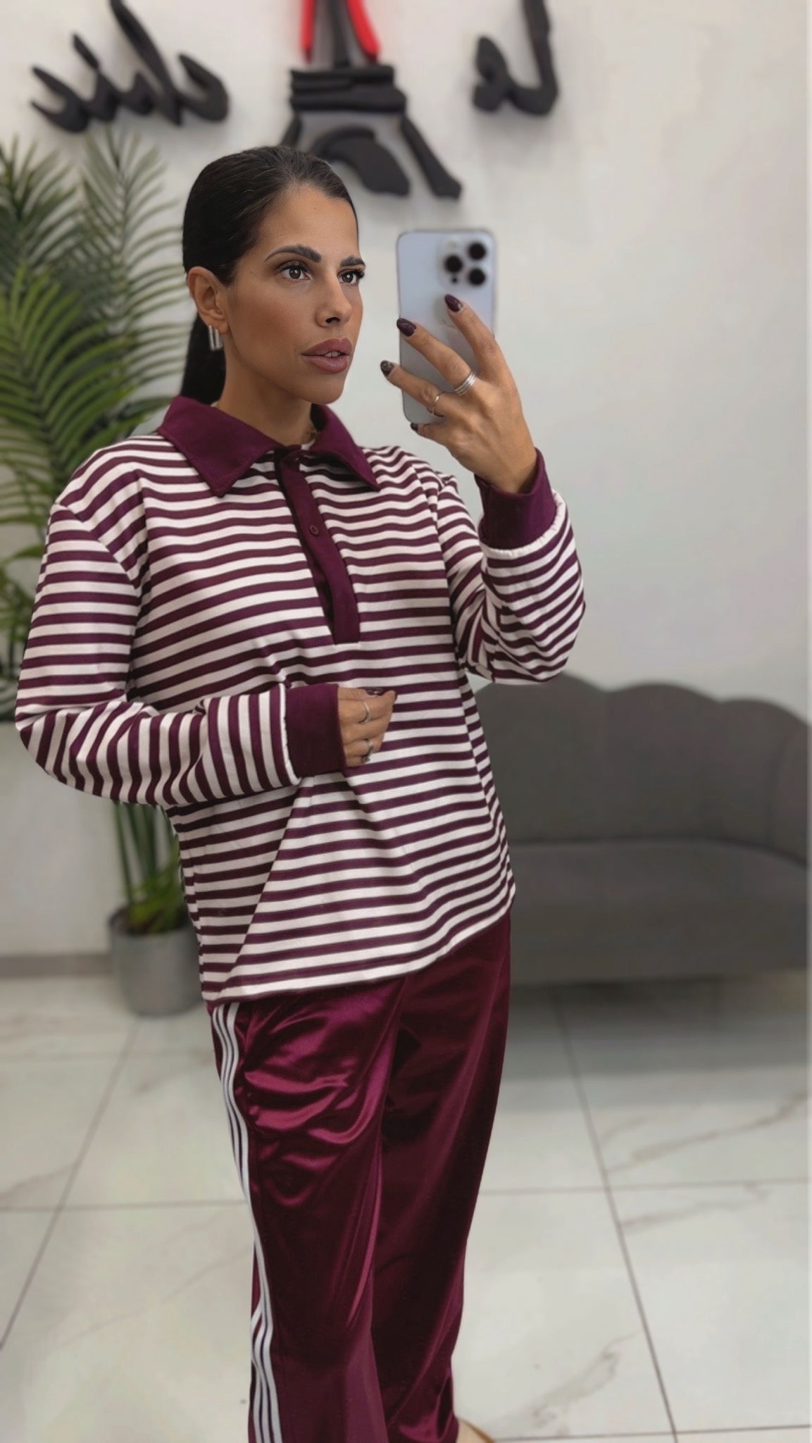 Polo Felpa a righe Bianca e Bordeaux