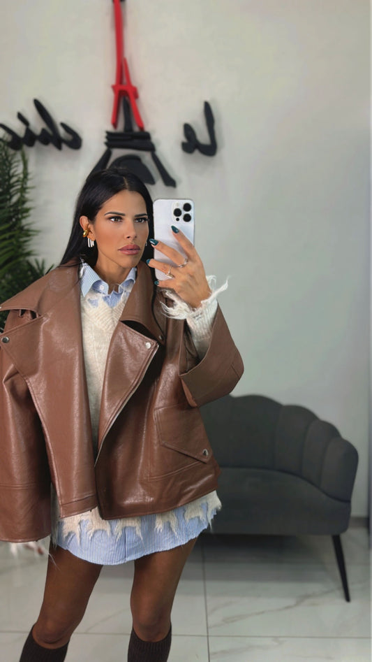 Giacca Ecopelle Over Cuoio