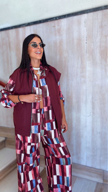 Gilet Over con Zip - Bordeaux