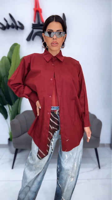 Camicia Over con spallina - Bordeaux