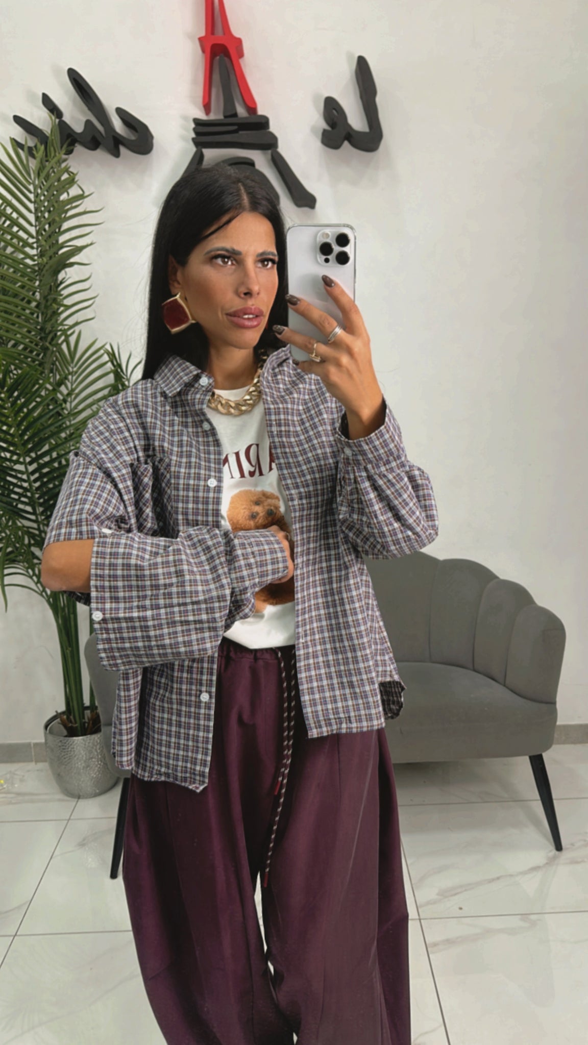 Camicia Quadri Blu/Bordeaux