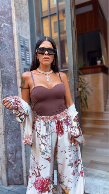 Top Cuore con Coppe - Marrone