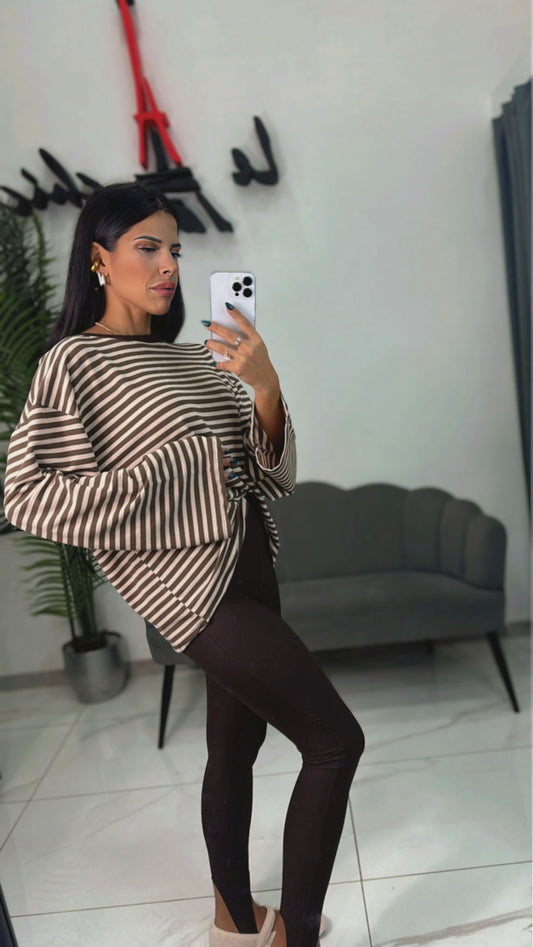 Maglia Righe Marrone e Beige