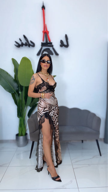 Abito Animalier con pizzo