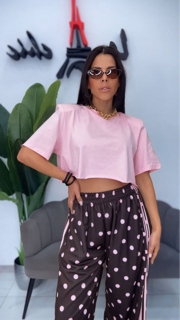 T-Shirt Crop e Spallina - Rosa