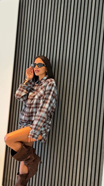 Camicia Nodo Ale Marrone Azzurra