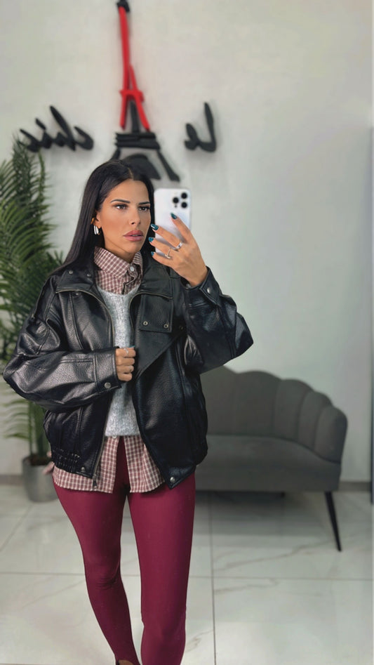 Bomber in EcoPelle Nero