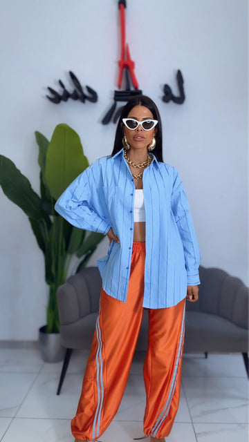 Camicia Over Azzurra Riga