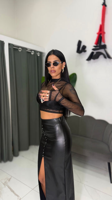 Maglia Crop Velata - Nera