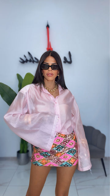 Camicia Velata Manica Ampia - Rosa