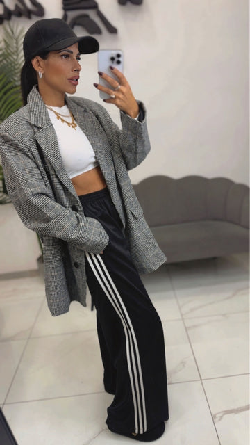 Pantalone Tuta Nero banda bianca