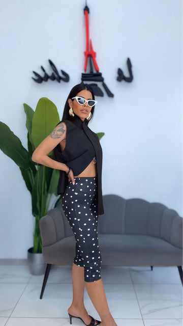 Leggings Capri Pois - Nero