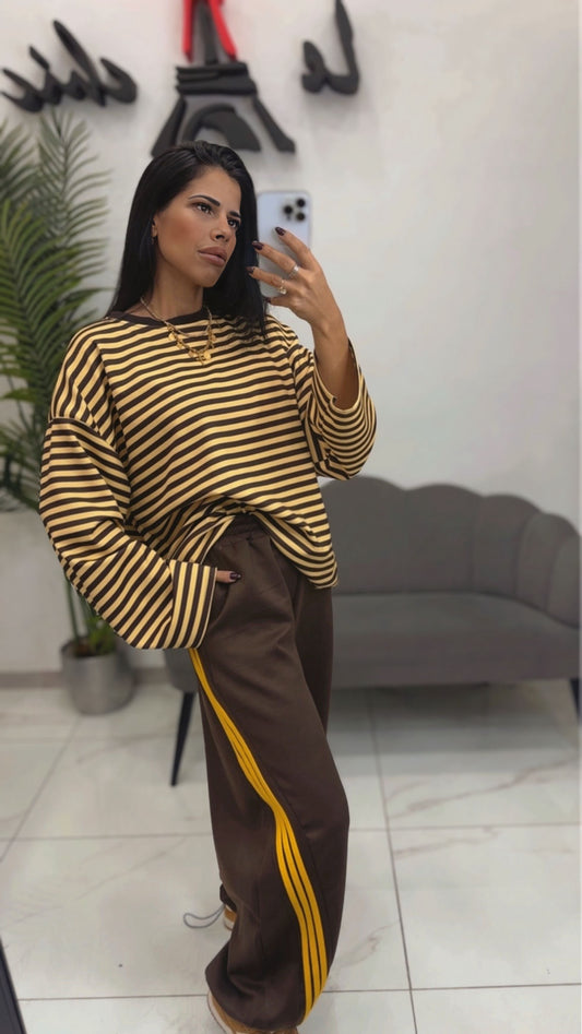 Pantalone Tuta Balloon Marrone/Giallo