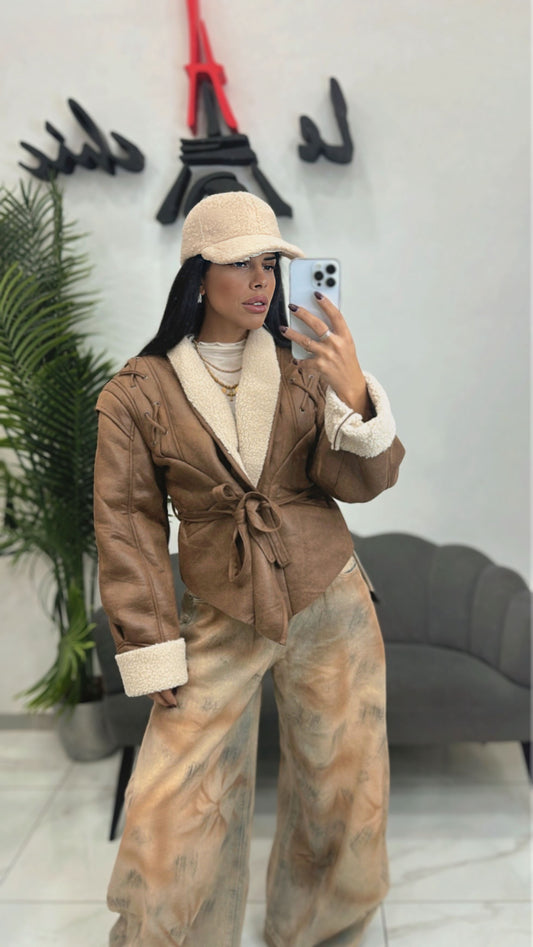 Montone Vintage con cinturino Marrone