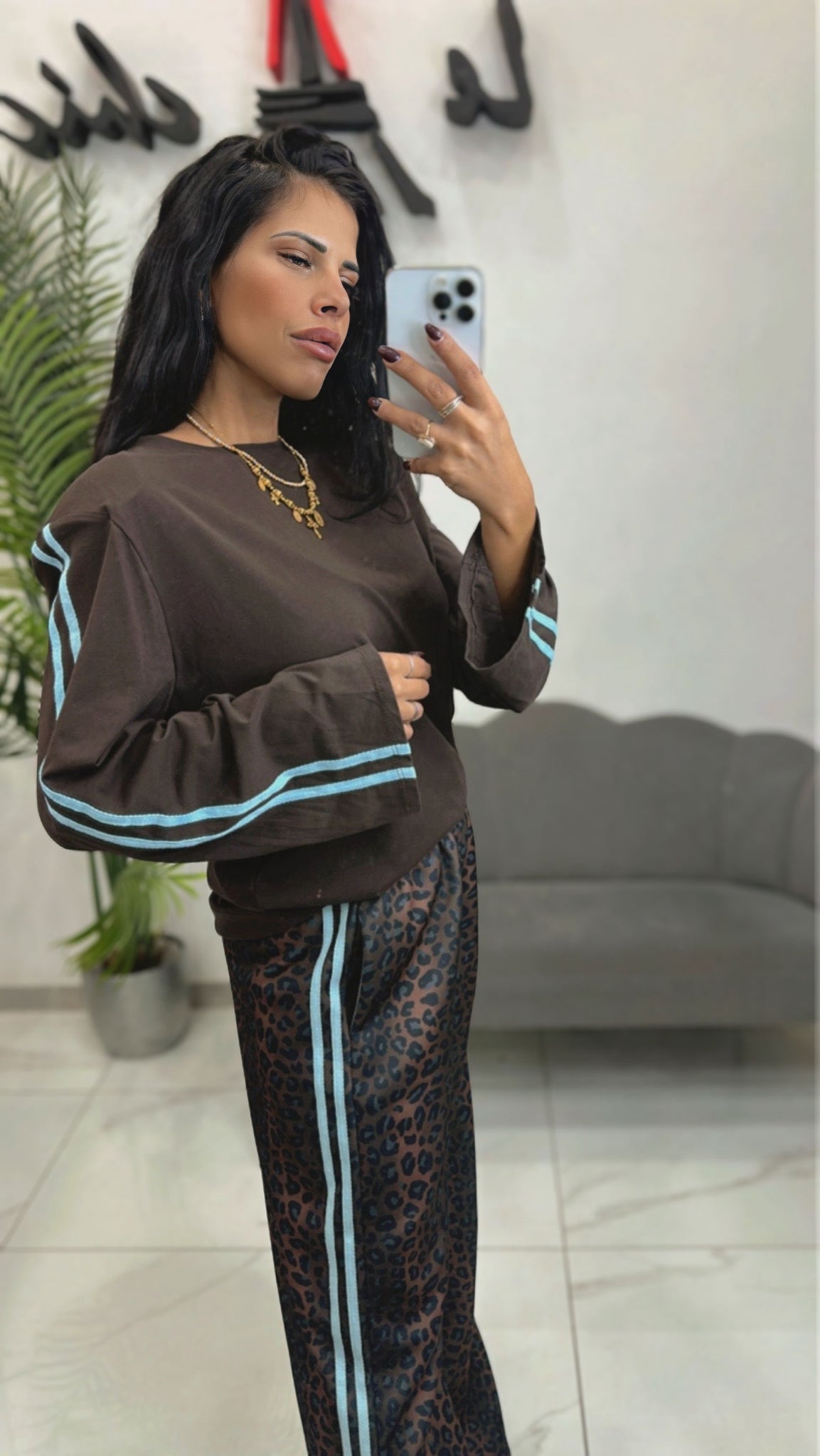 Maglia Spallina Marrone banda Azzurra