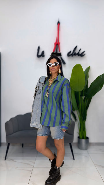 Camicia Righe -Verde