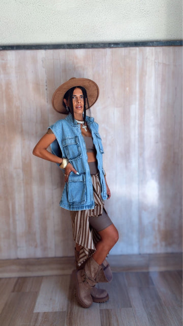 Gilet Denim Utility con Tasconi