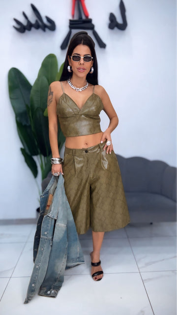 Completo Ecopelle Snake - Verde Militare