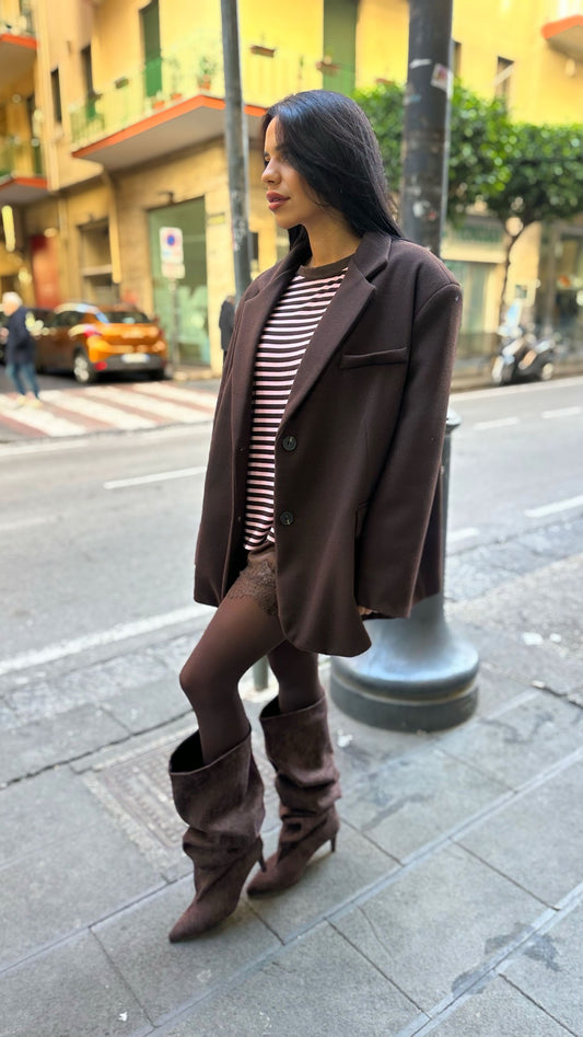 Giacca Over Cappotto Marrone