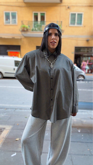 Camicia Over Check - Nero