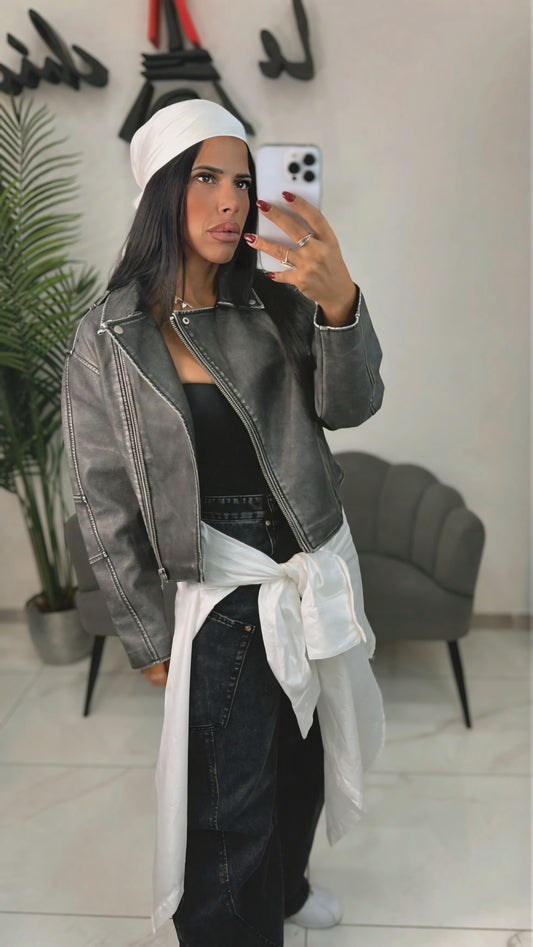 Giacca Ecopelle Grigio