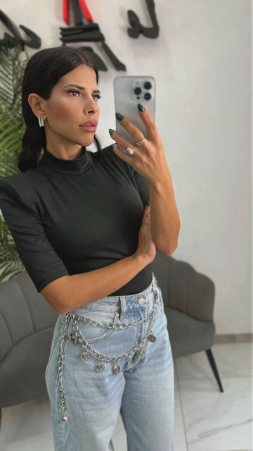 Body Lycra con Spallina Nero