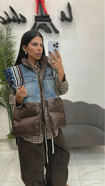 Bomber Smanicato Marrone