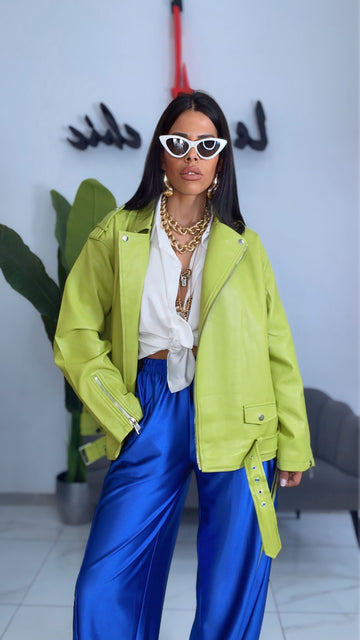 Giacca Over Ecopelle - Verde Lime