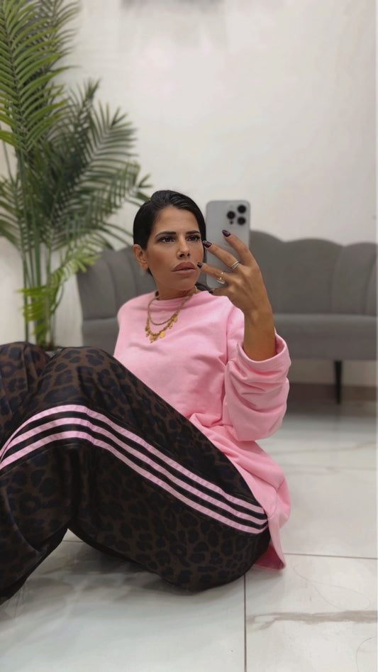 Pantalone Tuta Maculato banda Rosa