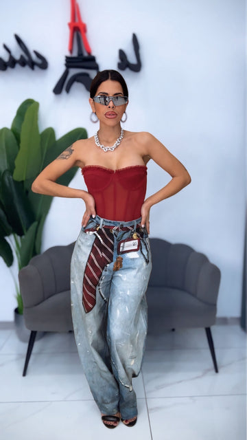 Jeans Stampa Cravatta