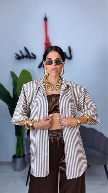 Camicia Over Intreccio - Beige