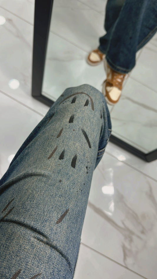 Jeans Ballon con Macchie