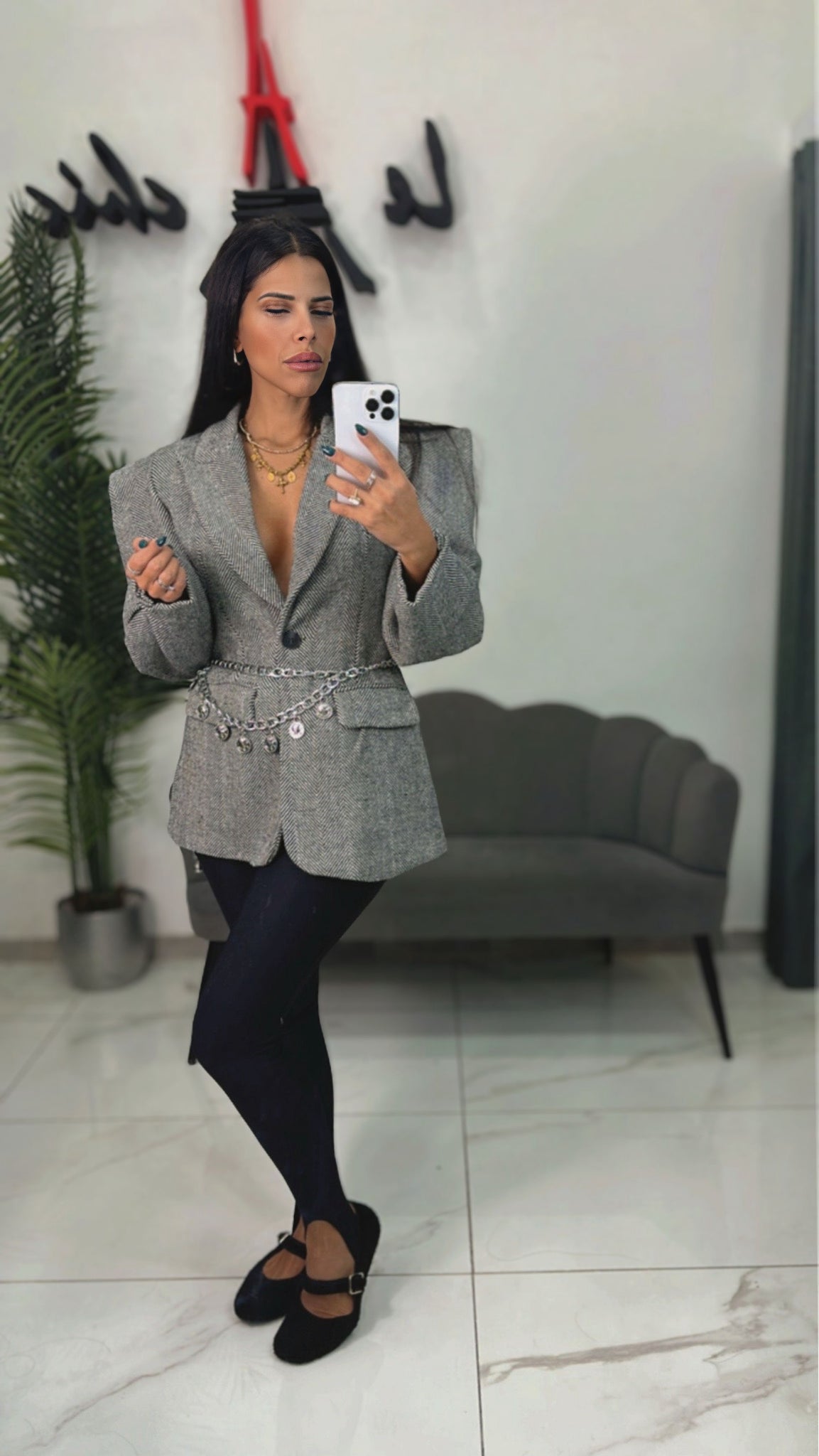 Giacca Spigata Spallina Nera