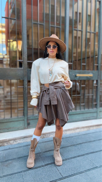 Maglia Over Maniche Lunghe - Beige