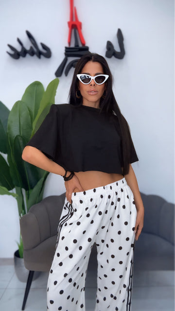 T-Shirt Crop e Spallina - Nero