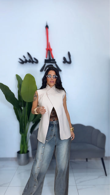 Gilet Spallinato - Beige