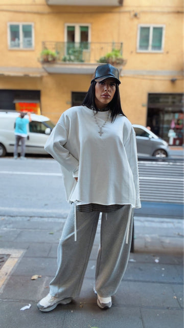 Felpa con Tagli Over - Bianco