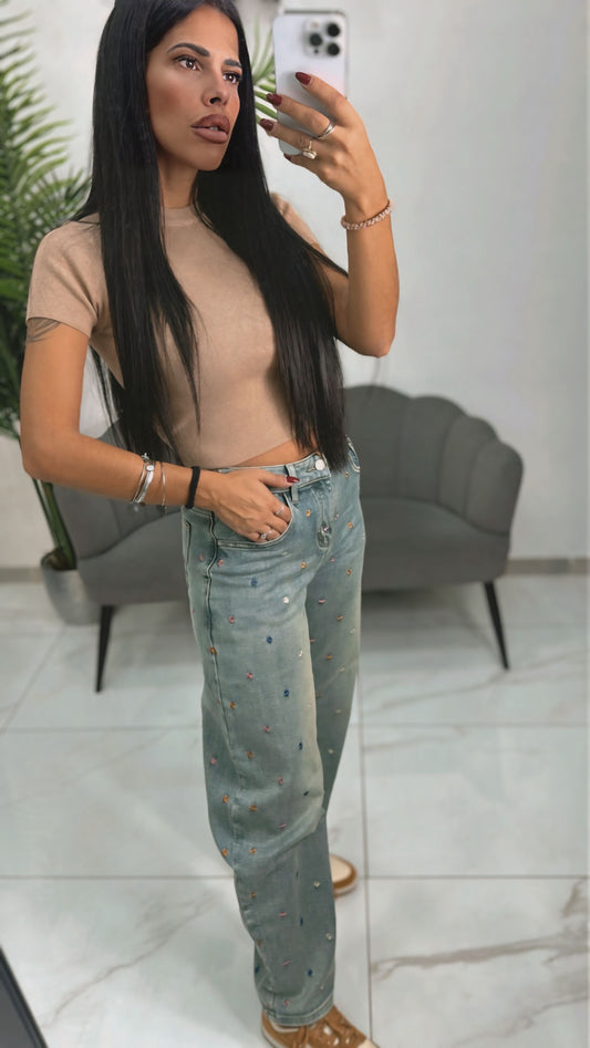 Maglia Crop Lana Fango