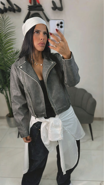 Giacca Ecopelle Grigio